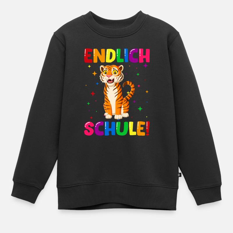 Endlich Schule Tiger 1. Klasse - Kinder Premium Organic Sweatshirt - Schwarz