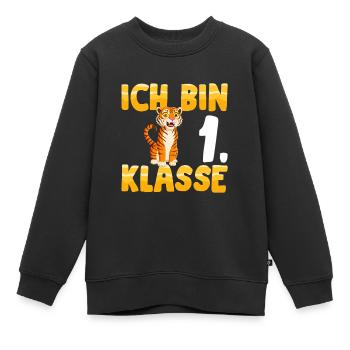 Ich bin 1. Klasse Einschulung Tiger - Kinder Premium Organic Sweatshirt - Schwarz - Vorne - AI Model Kid Female (0cm)