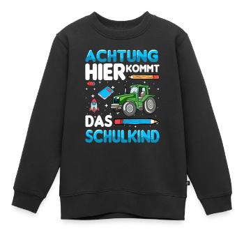 Schulkind Traktor Einschulung 1. Klasse Schule - Kinder Premium Organic Sweatshirt - Schwarz - Vorne - AI Model Kid Female (0cm)