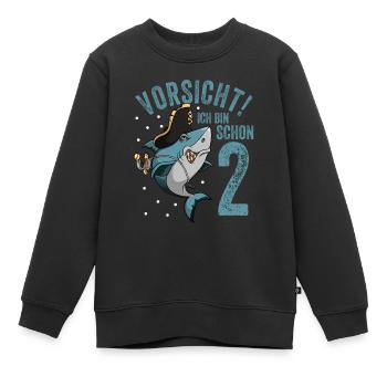 Vorsicht ich bin schon 2. Kindergeburtstag Hai - Kinder Premium Organic Sweatshirt - Schwarz - Vorne - AI Model Kid Female (0cm)