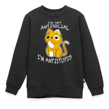 i´m not antisocial i´m antistupid sarkastische - Kinder Premium Organic Sweatshirt - Schwarz - Vorne - AI Model Kid Female (0cm)
