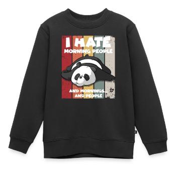 Je déteste les gens du matin et les matins et les gens - Sweat Premium enfant bio - noir - Devant - AI Model Kid Female (0cm)