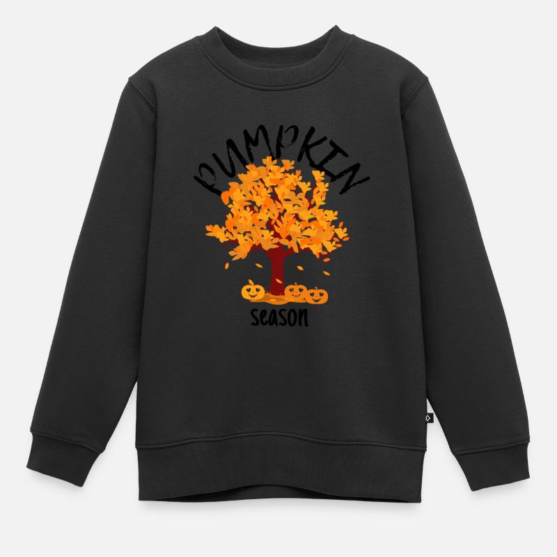 Arbre d’automne Orange Automne Feuilles La saison Citrouille - Sweat Premium enfant bio - noir
