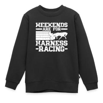 Les week-ends sont pour les courses de trot - courses de chevaux - Sweat Premium enfant bio - noir - Devant - AI Model Kid Female (0cm)