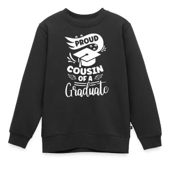 Fier cousin d’un diplômé diplômé - Sweat Premium enfant bio - noir - Devant - AI Model Kid Female (0cm)