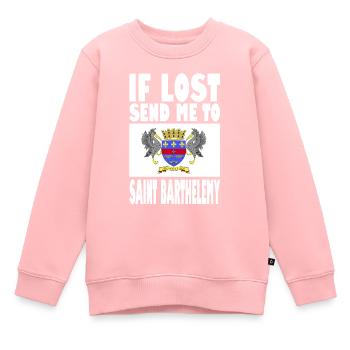 Saint Barthélemy Flag Saying - Kids Premium Organic Sweatshirt - rose - Front - AI Model Kid Female (0cm)