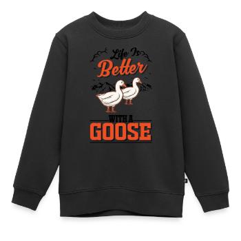 Life is better with a Goose Goose Breeder Goose - Kids Premium Organic Sweatshirt - black - Front - AI Model Kid Female (0cm)