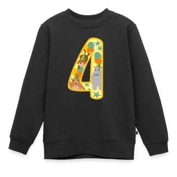 4. Geburtstag Geschenk Zahl vier Jahre Zootiere - Kinder Premium Organic Sweatshirt - Schwarz - Vorne - AI Model Kid Female (0cm)