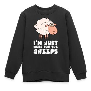 Je ne suis qu’à cause des moutons ici - Sweat Premium enfant bio - noir - Devant - AI Model Kid Female (0cm)