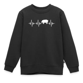 Schwein Herzschlag - Kinder Premium Organic Sweatshirt - Schwarz - Vorne - AI Model Kid Female (0cm)