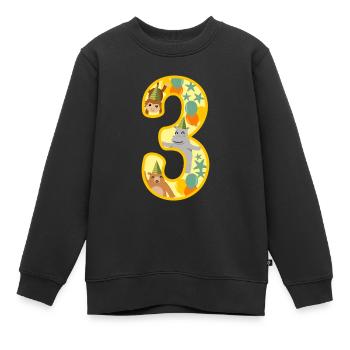 3ème cadeau d’anniversaire numéro trois ans animaux de zoo - Sweat Premium enfant bio - noir - Devant - AI Model Kid Female (0cm)
