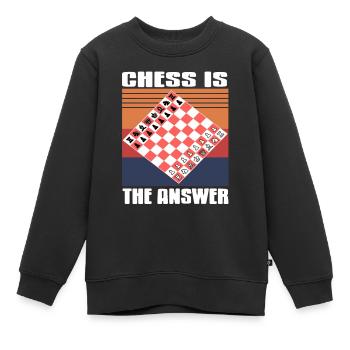 Chess Is The Answer Cool Retro T-Shirt Present - Kinder Premium Organic Sweatshirt - Schwarz - Vorne - AI Model Kid Female (0cm)