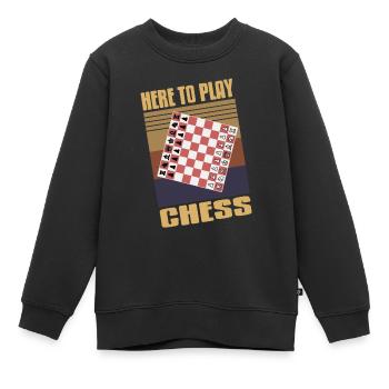 Here To Play Chess Retro Vintage Design T-Shirt - Kinder Premium Organic Sweatshirt - Schwarz - Vorne - AI Model Kid Female (0cm)