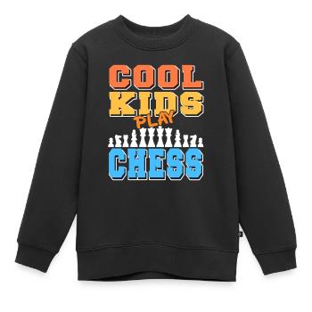 Cool Kids Play Chess Awesome Retro T-Shirt - Kinder Premium Organic Sweatshirt - Schwarz - Vorne - AI Model Kid Female (0cm)