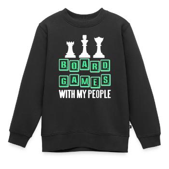 Board Games With My People Cool Chess T-Shirt - Kinder Premium Organic Sweatshirt - Schwarz - Vorne - AI Model Kid Female (0cm)