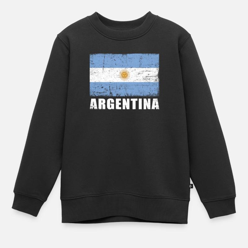 Drapeau argentin Grunge Drapeau argentin - Sweat Premium enfant bio - noir