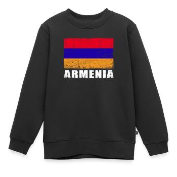Drapeau de l’Arménie Grunge Drapeau de l’Arménie - Sweat Premium enfant bio - noir - Devant - AI Model Kid Female (0cm)
