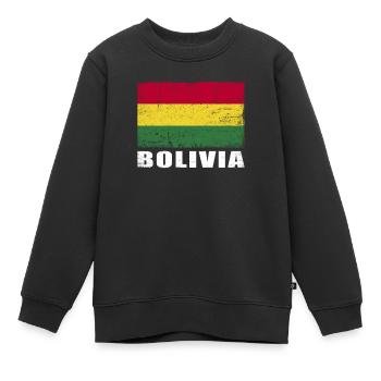 Bolivien Flagge Grunge Bolivien Fahne - Kinder Premium Organic Sweatshirt - Schwarz - Vorne - AI Model Kid Female (0cm)