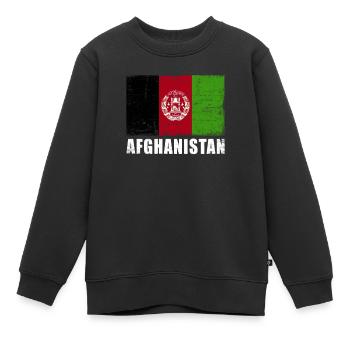 Afghanistan Flag Grunge Afghanistan Flag - Sweat Premium enfant bio - noir - Devant - AI Model Kid Female (0cm)