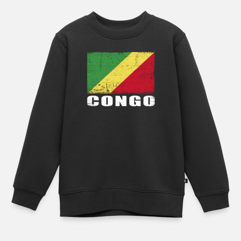Drapeau du Congo Grunge Drapeau du Congo - Sweat Premium enfant bio - noir