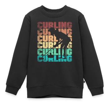 Curling Player Silhouette for a Curler - Kinder Premium Organic Sweatshirt - Schwarz - Vorne - AI Model Kid Female (0cm)