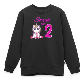 Kindergeburtstag 2 Jahre Mädchen Name Sarah - Kinder Premium Organic Sweatshirt - Schwarz - Vorne - AI Model Kid Female (0cm)