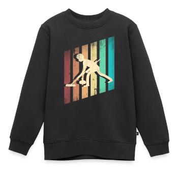 Curling Player Silhouette Curling Sport for a - Kinder Premium Organic Sweatshirt - Schwarz - Vorne - AI Model Kid Female (0cm)