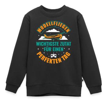 Modellflugzeug Flieger Flugzeug Pilot Modellflug - Kinder Premium Organic Sweatshirt - Schwarz - Vorne - AI Model Kid Female (0cm)