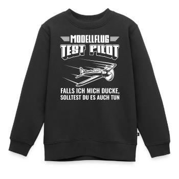 Modellfliegen | Modellflug Pilot Geschenk - Kinder Premium Organic Sweatshirt - Schwarz - Vorne - AI Model Kid Female (0cm)