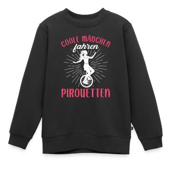 Coole Mädchen fahren Pirouetten Einrad - Kinder Premium Organic Sweatshirt - Schwarz - Vorne - AI Model Kid Female (0cm)