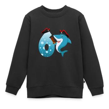 6ème Anniversaire des Enfants Requin - Sweat Premium enfant bio - noir - Devant - AI Model Kid Female (0cm)