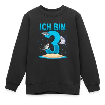 Ich bin 3. Kindergeburtstag Hai - Kinder Premium Organic Sweatshirt - Schwarz - Vorne - AI Model Kid Female (0cm)