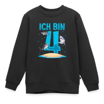 Ich bin 4. Kindergeburtstag Hai - Kinder Premium Organic Sweatshirt - Schwarz - Vorne - AI Model Kid Female (0cm)