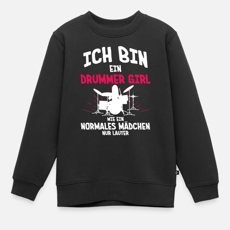 Schlagzeugerin Mädchen Drummer - Kinder Premium Organic Sweatshirt - Schwarz