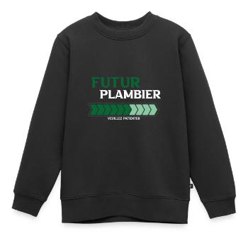 futur plombier - Sweat Premium enfant bio - noir - Devant - AI Model Kid Female (0cm)