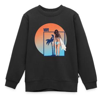 Vague - Sweat Premium enfant bio - noir - Devant - AI Model Kid Female (0cm)