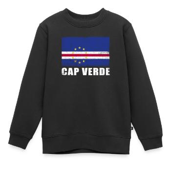 Drapeau du Cap-Vert Grunge Drapeau du Cap-Vert - Sweat Premium enfant bio - noir - Devant - AI Model Kid Female (0cm)