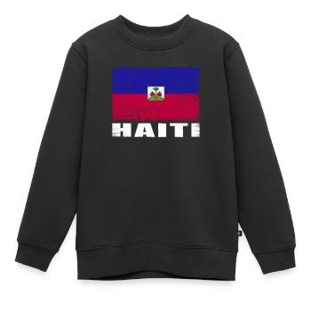 Drapeau d’Haïti Grunge Drapeau d’Haïti - Sweat Premium enfant bio - noir - Devant - AI Model Kid Female (0cm)