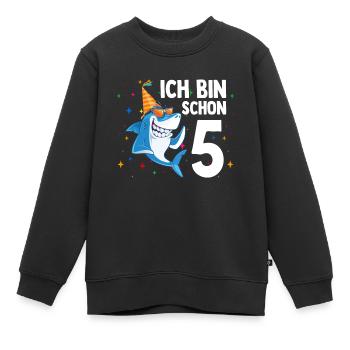 Ich bin schon 5. Kindergeburtstag Hai - Kinder Premium Organic Sweatshirt - Schwarz - Vorne - AI Model Kid Female (0cm)