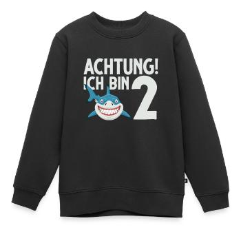 Achtung ich bin 2. Kindergeburtstag Hai - Kinder Premium Organic Sweatshirt - Schwarz - Vorne - AI Model Kid Female (0cm)