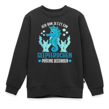 Seepferdchen Prüfung bestanden Jungen Geschenkidee - Kinder Premium Organic Sweatshirt - Schwarz - Vorne - AI Model Kid Female (0cm)