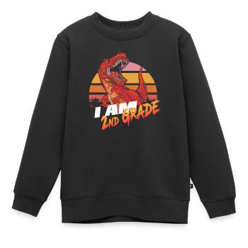 Enfin 2ème année, deuxième année - T-REX - Sweat Premium enfant bio - noir - Devant - AI Model Kid Female (0cm)