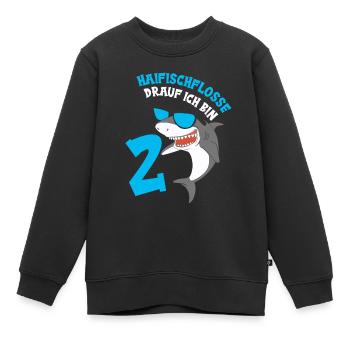 Shark Birthday Motif 2 Years Boy Gift - Kids Premium Organic Sweatshirt - black - Front - AI Model Kid Female (0cm)