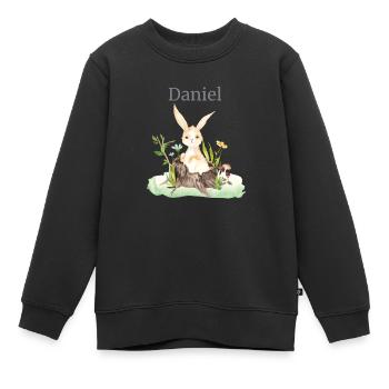 Waldtier Reh Hase Igel Blumen Name Daniel - Kinder Premium Organic Sweatshirt - Schwarz - Vorne - AI Model Kid Female (0cm)
