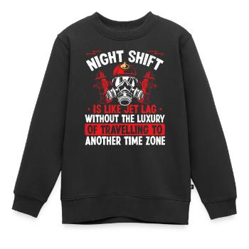 Tuyau d’incendie Incendie Masn Pompier de nuit - Sweat Premium enfant bio - noir - Devant - AI Model Kid Female (0cm)