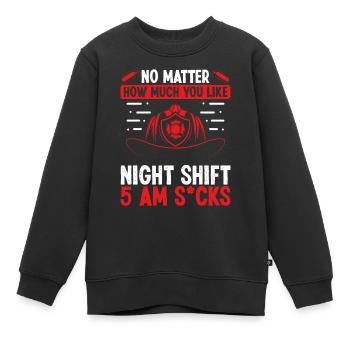 Pompier 5 à Volunteer Night Shift Firemen - Sweat Premium enfant bio - noir - Devant - AI Model Kid Female (0cm)