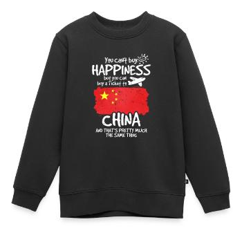 Chine - Sweat Premium enfant bio - noir - Devant - AI Model Kid Female (0cm)