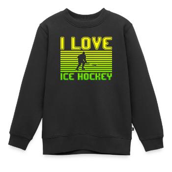 I love ice hockey - Kinder Premium Organic Sweatshirt - Schwarz - Vorne - AI Model Kid Female (0cm)