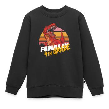 Enfin 4e année, quatrième année - T-REX - Sweat Premium enfant bio - noir - Devant - AI Model Kid Female (0cm)