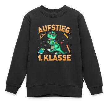 Aufstieg 1. Klass Dinosaurier Schulkind Schulstart - Kinder Premium Organic Sweatshirt - Schwarz - Vorne - AI Model Kid Female (0cm)